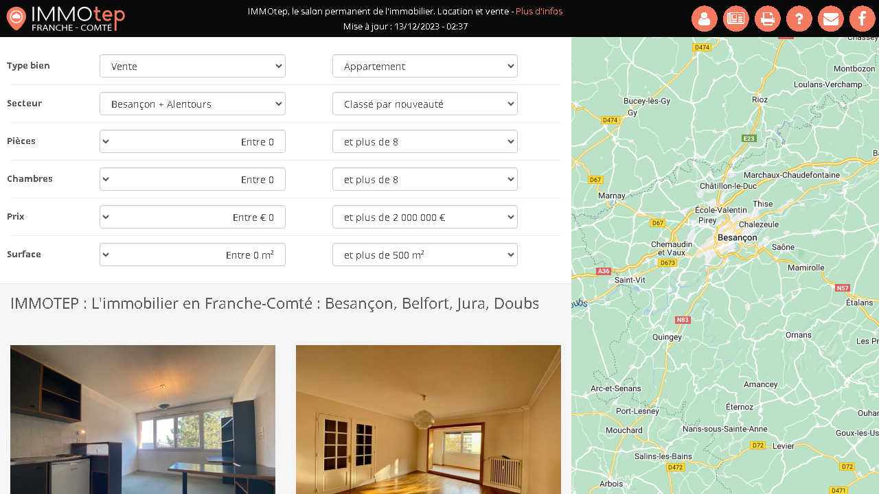 Capture d'écran de http://www.immobilier-franchecomte.fr/ 